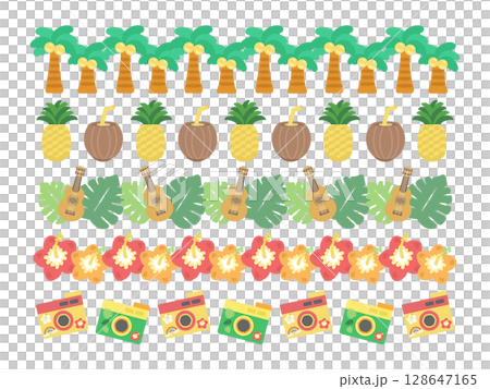 Hawaiian line illustration set 128647165