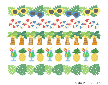 ハワイアン ライン イラストセット ハワイアン ライン イラストセット 128647166