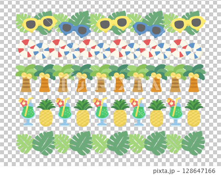 ハワイアン ライン イラストセット ハワイアン ライン イラストセット 128647166