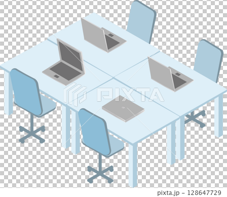 Business work isometric office computer desk chair illustration material Business work isometric office computer desk chair illustration material 128647729