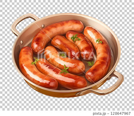 Browned wiener sausage 128647967