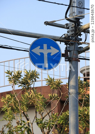 指定方向外通行禁止の規制標識　道路標識　通行規制 128648670