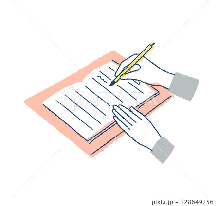 芳名録・芳名帳にサインする手元 128649256