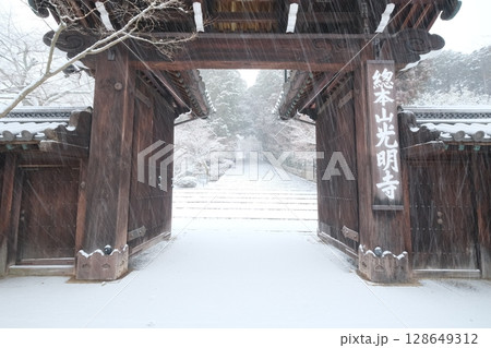 雪の粟生光明寺 128649312