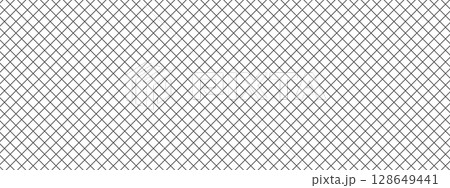 Wire mesh pattern and grid net for metal fence or vector background with texture by seamless black steel line and white iron diamond design. 128649441