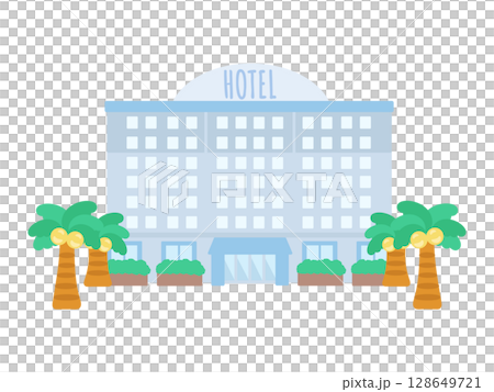 リゾートホテル　建物　イラスト 128649721