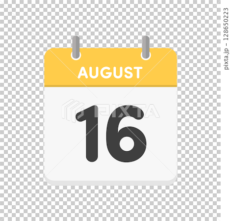 8月16日・August 16の日めくりカレンダーのアイコン - 8/16の日付入りの暦のデザイン素 8月16日・August 16の日めくりカレンダーのアイコン - 8/16の日付入りの暦のデザイン素 128650223