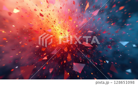 Abstract explosion of multicolored shards 128651098