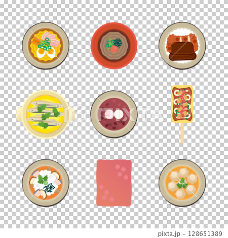 Shimane gourmet illustration set 128651389