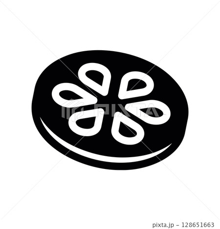 Single Round Slice of a Lemon or Lime, Top View 128651663