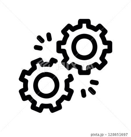 Two Interlocking Gears Representing a Working Process Two Interlocking Gears Representing a Working Process 128651697