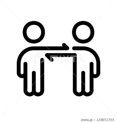 Two People Exchanging Information with Opposite Arrows Two People Exchanging Information with Opposite Arrows 128651703