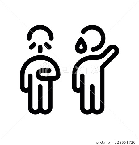 Empathy icon with one sad person and one calm person Empathy icon with one sad person and one calm person 128651720