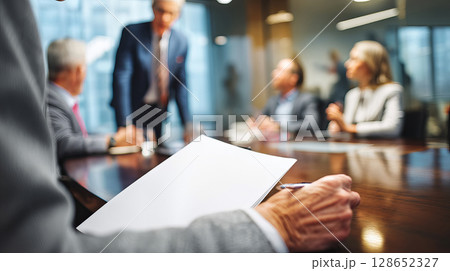 Business Meeting with Professionals Discussing Strategies in Modern Conference Room Environment 128652327