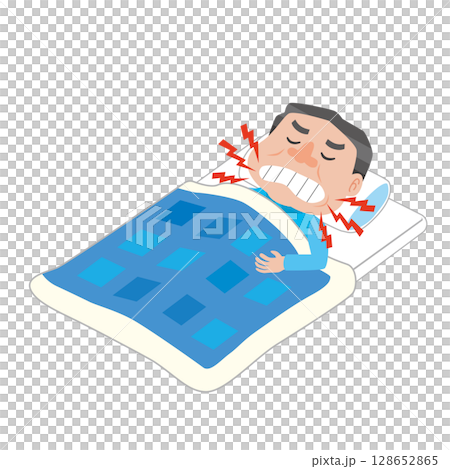 歯ぎしりする男性 128652865