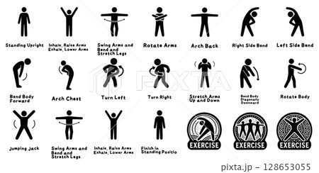 昭和レトロな体操ピクトグラム集、Retro Calisthenics Pictogram Set 昭和レトロな体操ピクトグラム集、Retro Calisthenics Pictogram Set 128653055