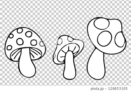 插畫素材:蘑菇的單色線條畫 插畫素材:蘑菇的單色線條畫 128653105