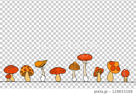 Illustration material: Various mushrooms frame Illustration material: Various mushrooms frame 128653108