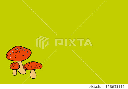 イラスト素材・秋の味覚キノコのメッセージカード 128653111