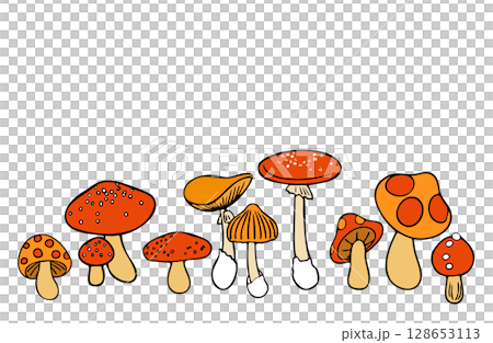 イラスト素材・色々なキノコのセット 128653113