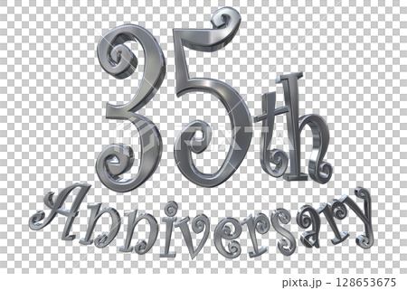 3DCG text "35th Anniversary/35th Anniversary Mark Sparkle" 128653675