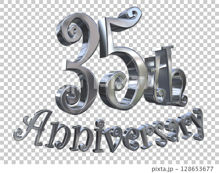 3DCG text "35th Anniversary/35th Anniversary Mark Sparkle" 3DCG text "35th Anniversary/35th Anniversary Mark Sparkle" 128653677