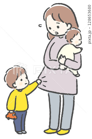 上の子の赤ちゃん返りに困るママ 128653680