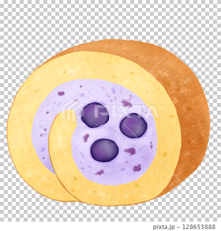 藍莓捲蛋糕，外層覆有藍莓 128653888