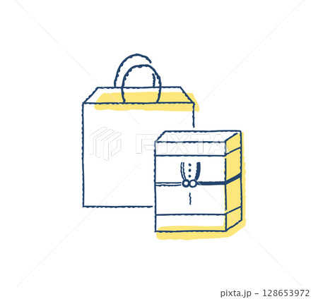 弔事 返礼品の品と紙袋 弔事 返礼品の品と紙袋 128653972