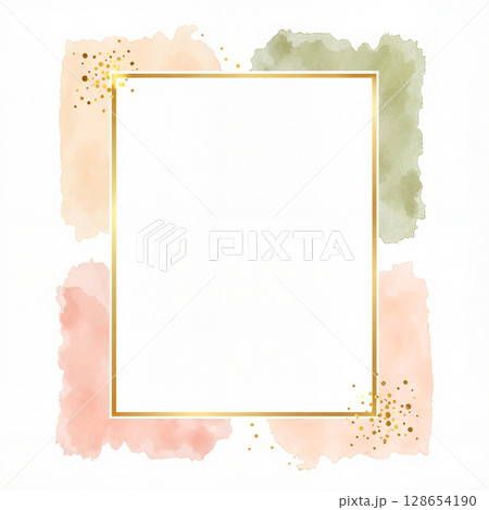 Elegant pastel photo frame design with golden accents, home decor 128654190