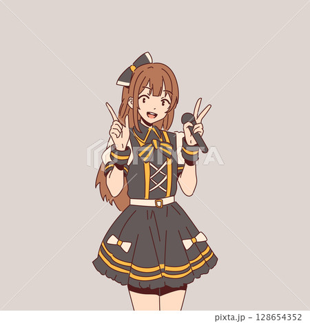 Cartoon Singer Performing with Enthusiasm Cartoon Singer Performing with Enthusiasm 128654352