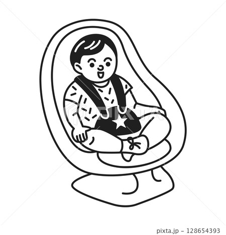 Illustration of a Baby in a Comfortable Car Seat 128654393