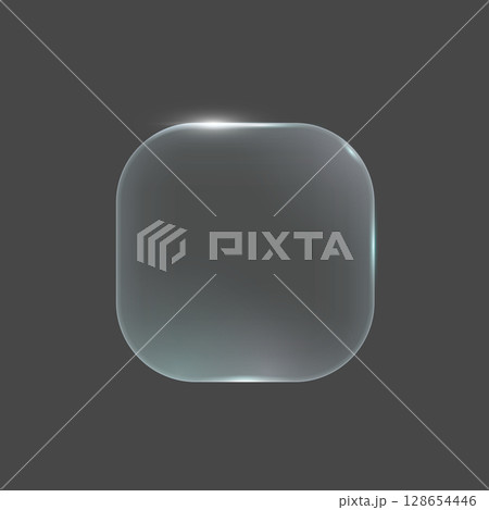 Futuristic Transparent Rounded Square on Dark Background 128654446