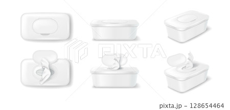 Set of White Plastic Dispensers for Wipes Set of White Plastic Dispensers for Wipes 128654464