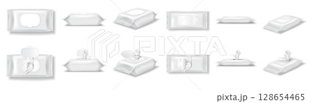 Vector set of wipe packages in different styles Vector set of wipe packages in different styles 128654465