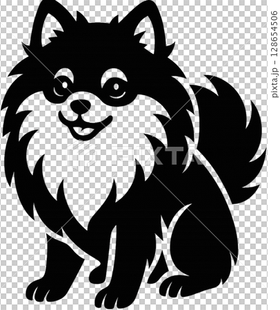 Pomeranian black silhouette illustration Pomeranian black silhouette illustration 128654506