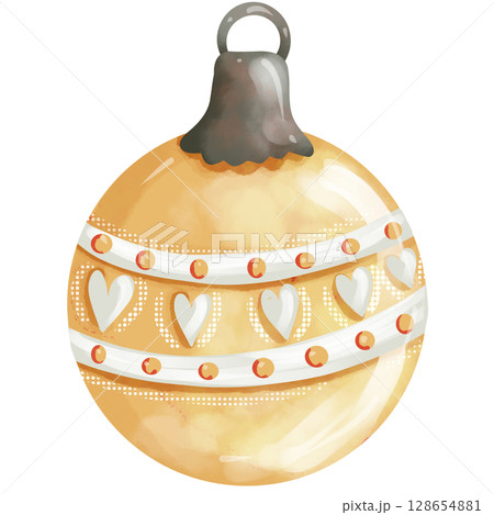 Watercolor hand painted Christmas decorations 128654881