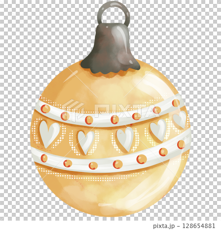 Watercolor hand painted Christmas decorations 128654881