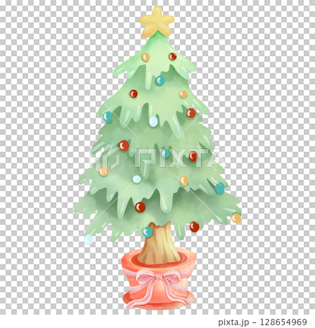 watercolor hand painted christmas tree watercolor hand painted christmas tree 128654969