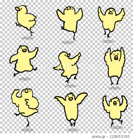 Jumping cute chick set 128655195