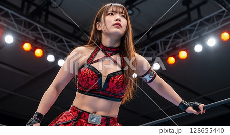 試合中の女子プロレスラー 128655440