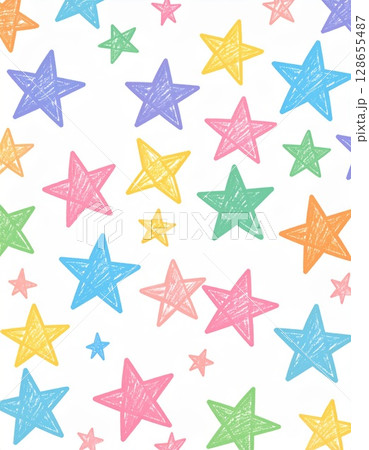 《AI画像》ポップな星柄の背景素材 128655487