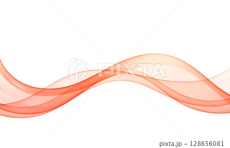 Red orange flowing waves on white background 128656081