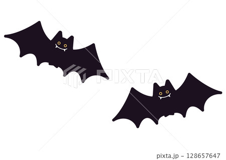 ハロウィンのかわいいコウモリのイラスト ハロウィンのかわいいコウモリのイラスト 128657647