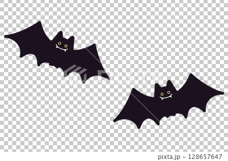 ハロウィンのかわいいコウモリのイラスト ハロウィンのかわいいコウモリのイラスト 128657647