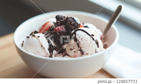 Chocolate Covered Strawberry Ice Cream Delight 128657731
