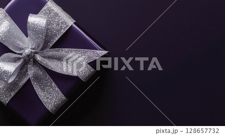Christmas or Valentine gift purple with silver ribbon 128657732