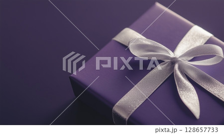 Christmas or Valentine gift purple with silver ribbon 128657733