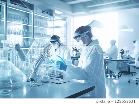 Scientist and researchers team working on new innovation healthcare researches.Macro.AI Generative Scientist and researchers team working on new innovation healthcare researches.Macro.AI Generative 128658631