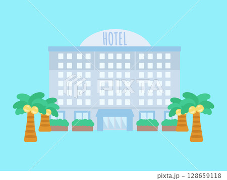 リゾートホテル　建物　イラスト 128659118